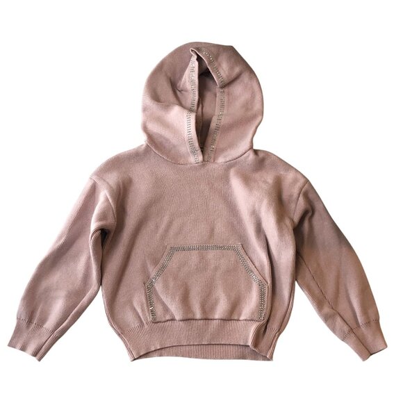 Beau Kid Girl Knit Sweatsuit Hoodie Jogger Pants Rhinestones Pink 3-4 Years - Picture 2 of 6